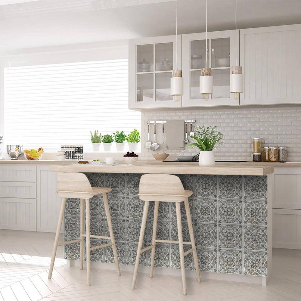 Gray and White 12x12 Vinyl Peel and Stick Mosaic Tile Set