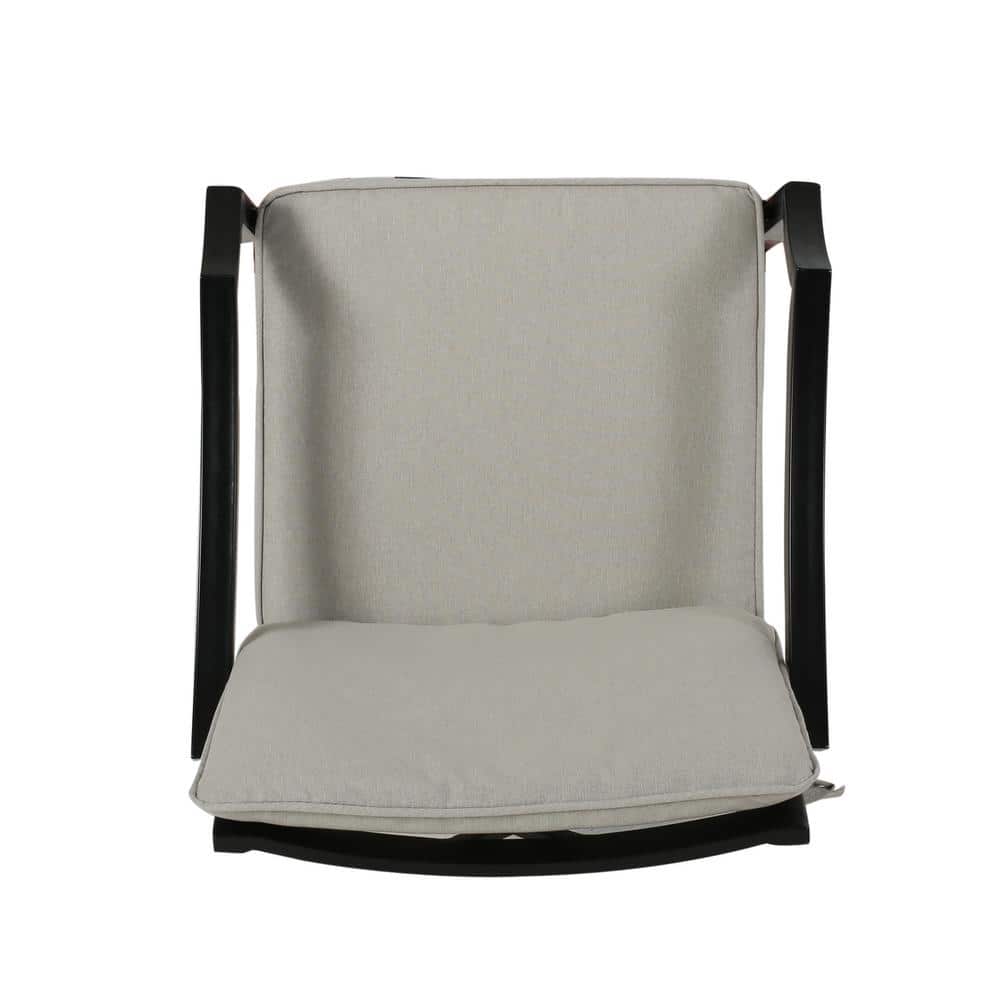 Elegant Matte Black Aluminum Dining Chair with Light Beige Cushions - Set of 2