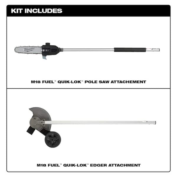 M18 FUEL QUIK-LOK 10 in. Pole Saw Attachment and 8 in. Edger Attachment (Tool-Only)