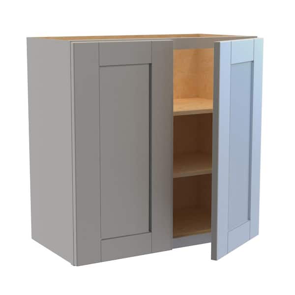 Home Decorators Collection Washington Veiled Gray Plywood Shaker Stock Assembled Wall Kitchen Cabinet 12 in. x 24 in. x 24 in. Soft Close