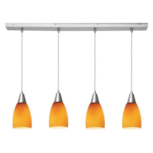 Access Lighting 4-Light Pendant Brushed Steel Finish Amber Glass-DISCONTINUED