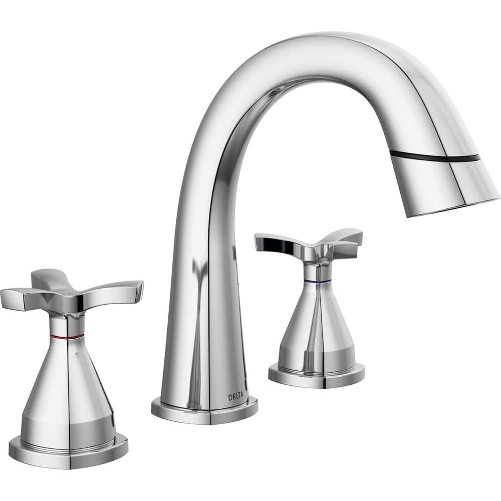 Delta Stryke 8 in. Widespread DoubleHandle Bathroom Faucet with PullDown Spout in Lumicoat