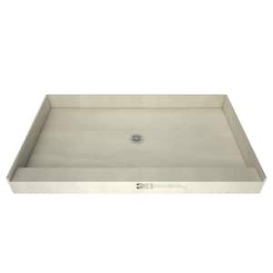Redi Base 48 in. L x 30 in. W Alcove Single Threshold Shower Pan Base with Center Drain in Polished Chrome