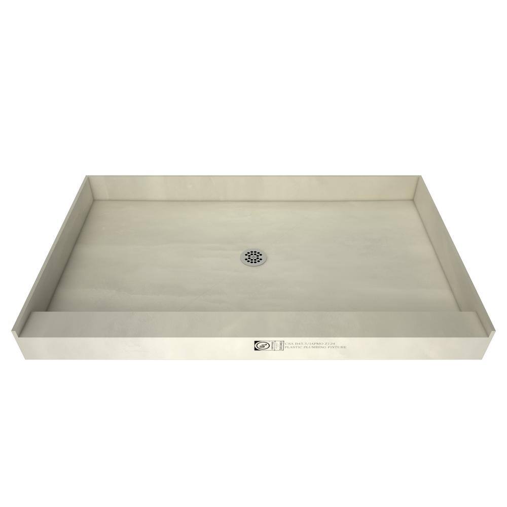 Polished Chrome 72" x 48" Rectangular Alcove Shower Pan with Bench