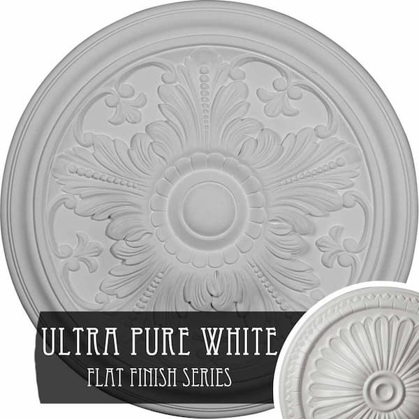 Ekena Millwork 5/8 in. x 16-7/8 in. x 16-7/8 in. Polyurethane Vienna Ceiling Medallion, Hand-Painted Ultra Pure White