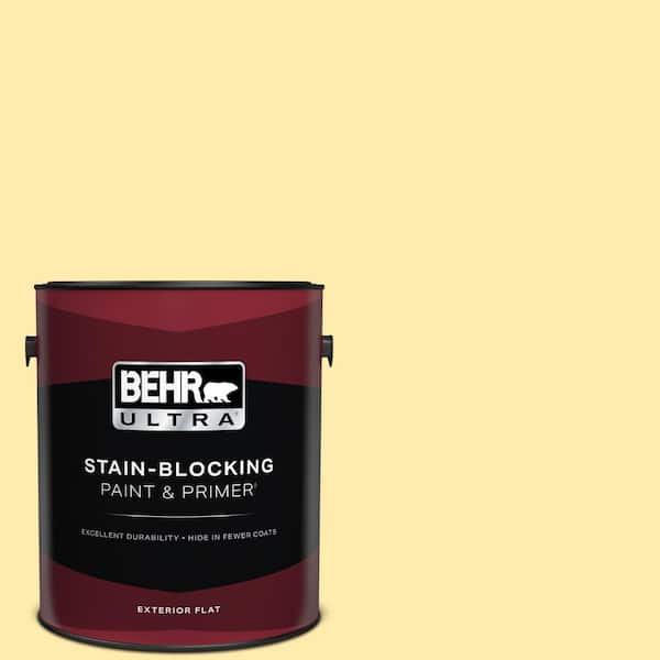 BEHR ULTRA 1 gal. #370A-2 Pale Daffodil Flat Exterior Paint & Primer