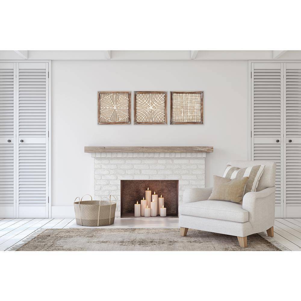 Handmade Abstract Paper Art in Distressed Wood Frame, Set of 3