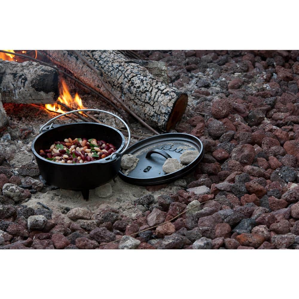 Black Cast Iron 2 Qt Non-Stick Camp Dutch Oven with Cover