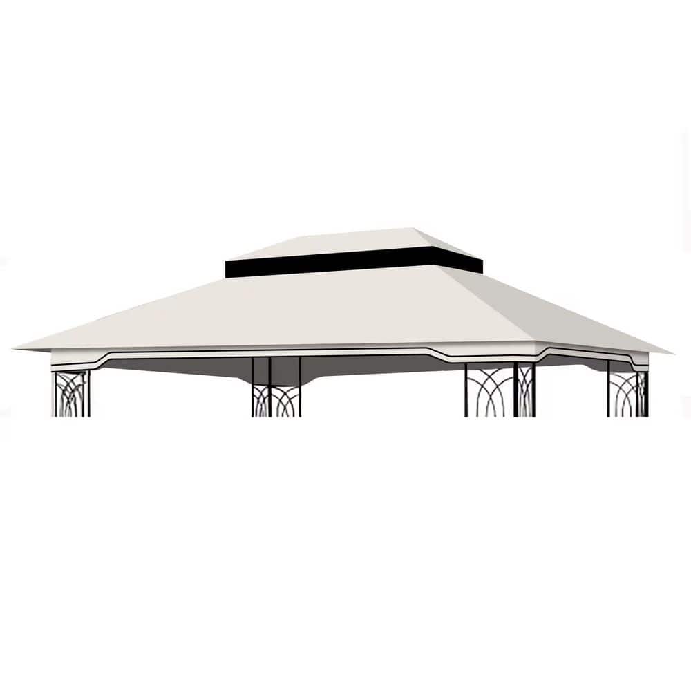 Beige 10x 12 ft. Water-repellent Outdoor Patio Gazebo Replacement Canopy, D