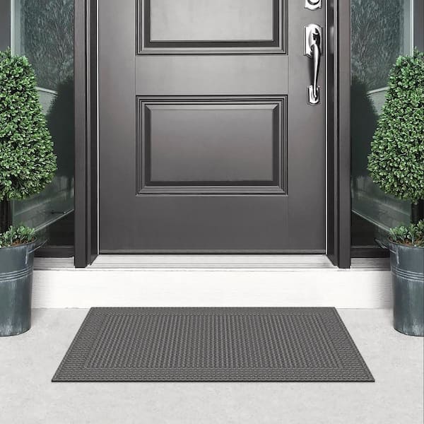 Grid Graphite 24 in. x 36 in. Non-Slip Indoor Outdoor Door Mat