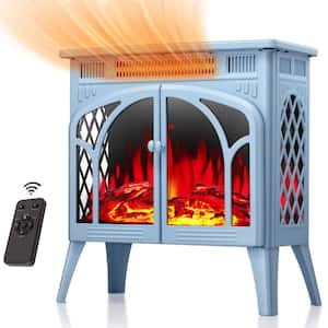 1500W blue infrared heater with overheating protection, low noise, 4-color flame remote control electric fireplace