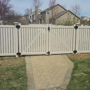 Hanover 8 ft. W x 4 ft. H Tan Vinyl Pool Fence Double Gate