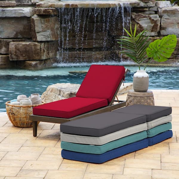 Arden Selections ProFoam Essentials 72 x 21 x 3.5 Inch Outdoor Chaise Lounge Cushion Ashland Black Jacobean