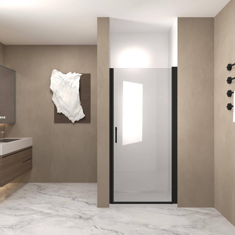 36 in. W x 72 in. H Pivot Semi-Frameless Shower Door in Matte Black Finish with Clear Tempered Glass price history on PriceWatchPro