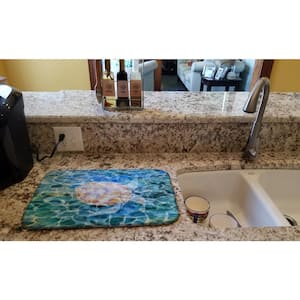 14 in. x 21 in. Multicolor Sea Turtle Under Water Dish Drying Mat