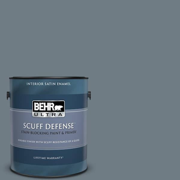 1 gal. #N490-5 Charcoal Blue Extra Durable Satin Enamel Interior Paint &  Primer