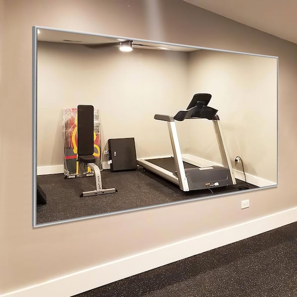 Dovelina 59 in. H x 35 in. W Rectangular Metal Framed Modern Silver Gym Mirror Wall Mirror NT15090S The Home Depot