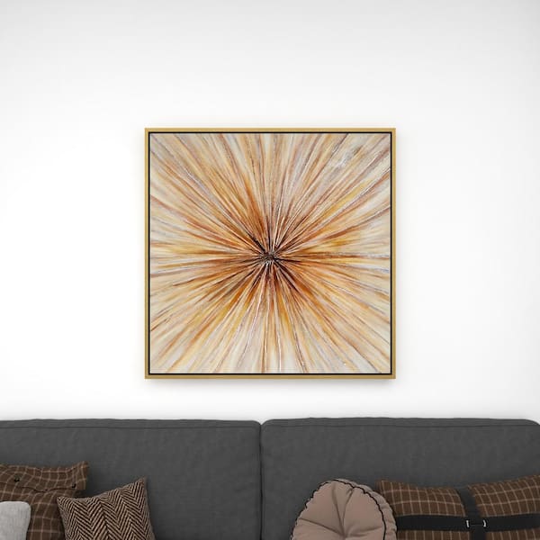 Litton Lane 1- Panel Starburst Radial Framed Wall Art with Gold