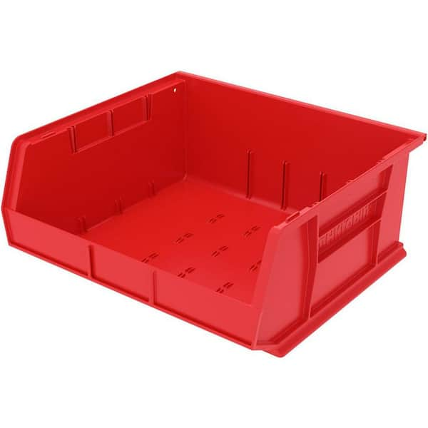 30250 Series, 16 1/2 in. W x 14 3/4 in. D x 7 in. H, Red Plastic Stackable Storage Bins Hanging Organizer, 6-Pack