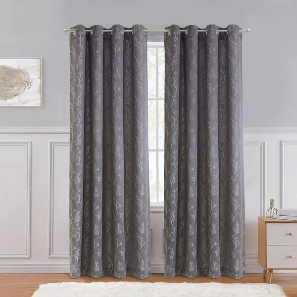 Botanica Multi Polyester Jacquard 52 in. W x 95 in. L Grommet Indoor Light Filtering Curtain (Single Panel)