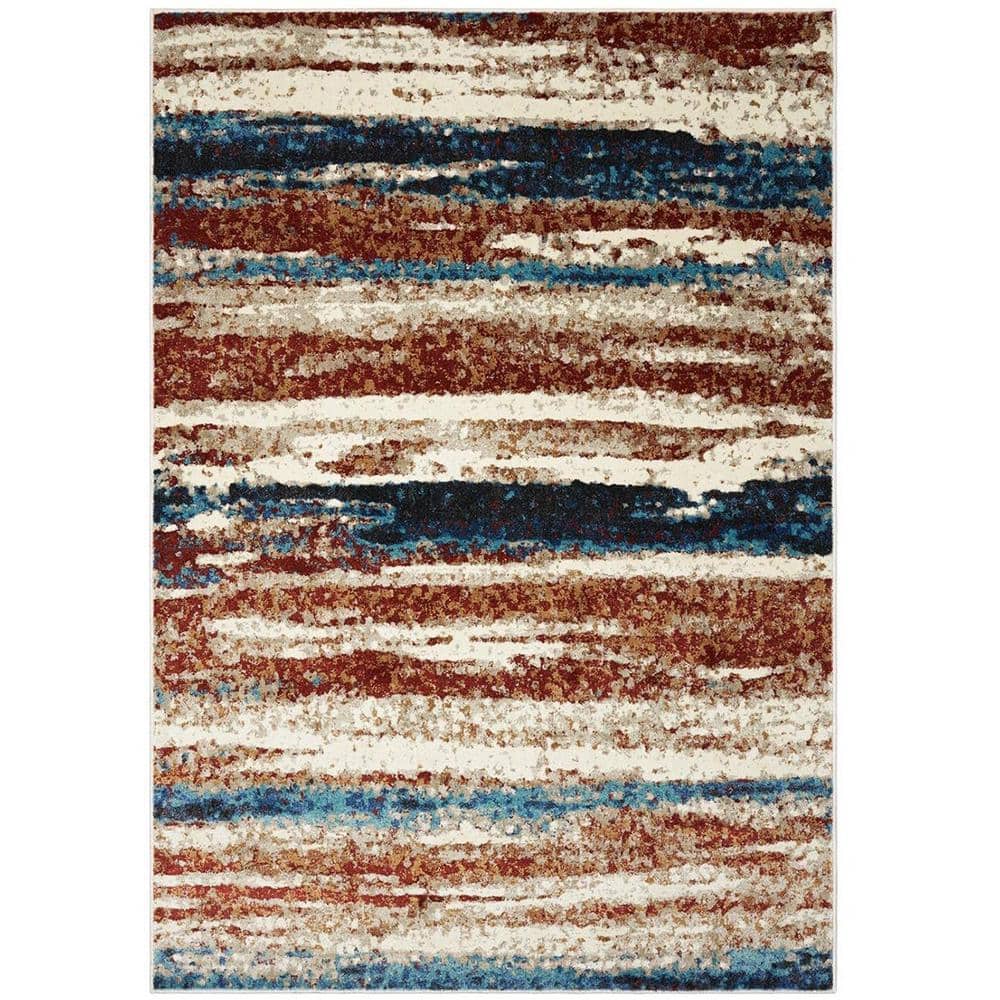 Multi-Colored 5 ft. x 7 ft. Modern Abstract Polypropylene Indoor/Outdoor Ar