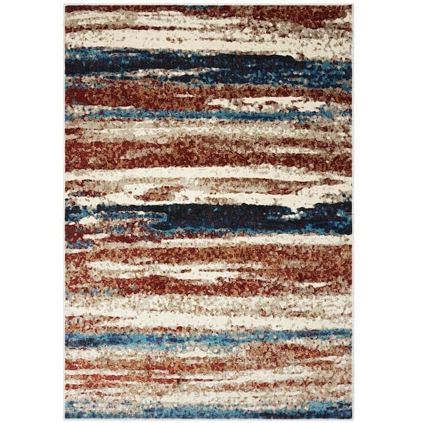 Unbranded Multi-Colored 5 ft. x 7 ft. Modern Abstract Polypropylene Indoor/Outdoor Area Rug