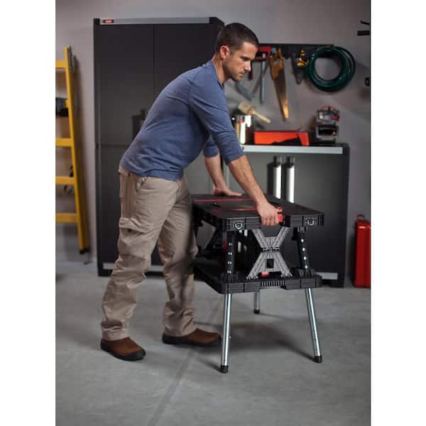 Keter - 21.65 in. x 33.46 in. 33.7 in. Folding Work Table with Adjustable Legs