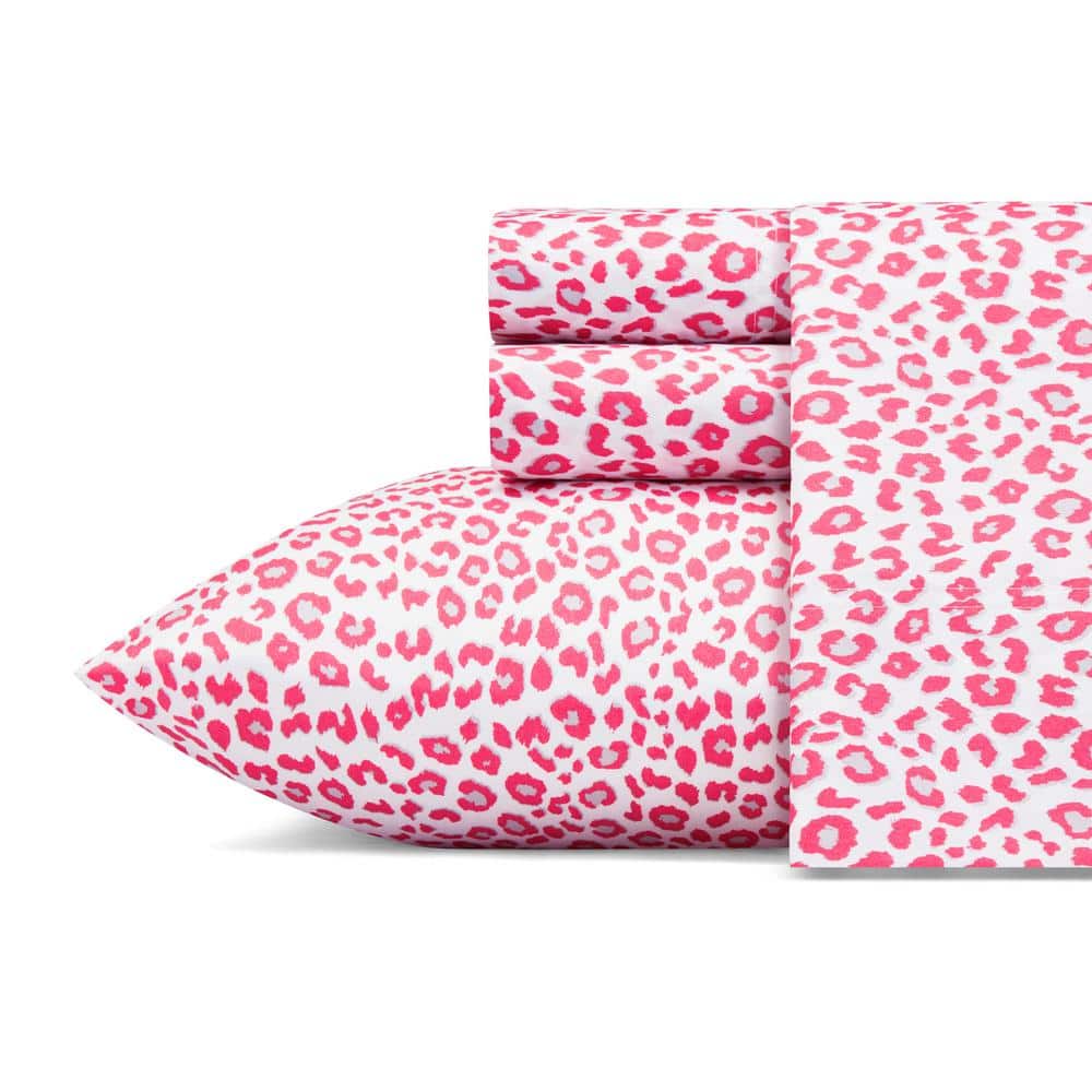 Pink Leopard Print Twin Microfiber Bedding Set