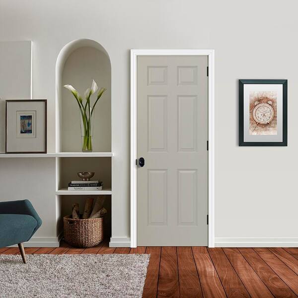 JELD-WEN 30 in. x 80 in. Colonist 6-Panel Light Gray Painted