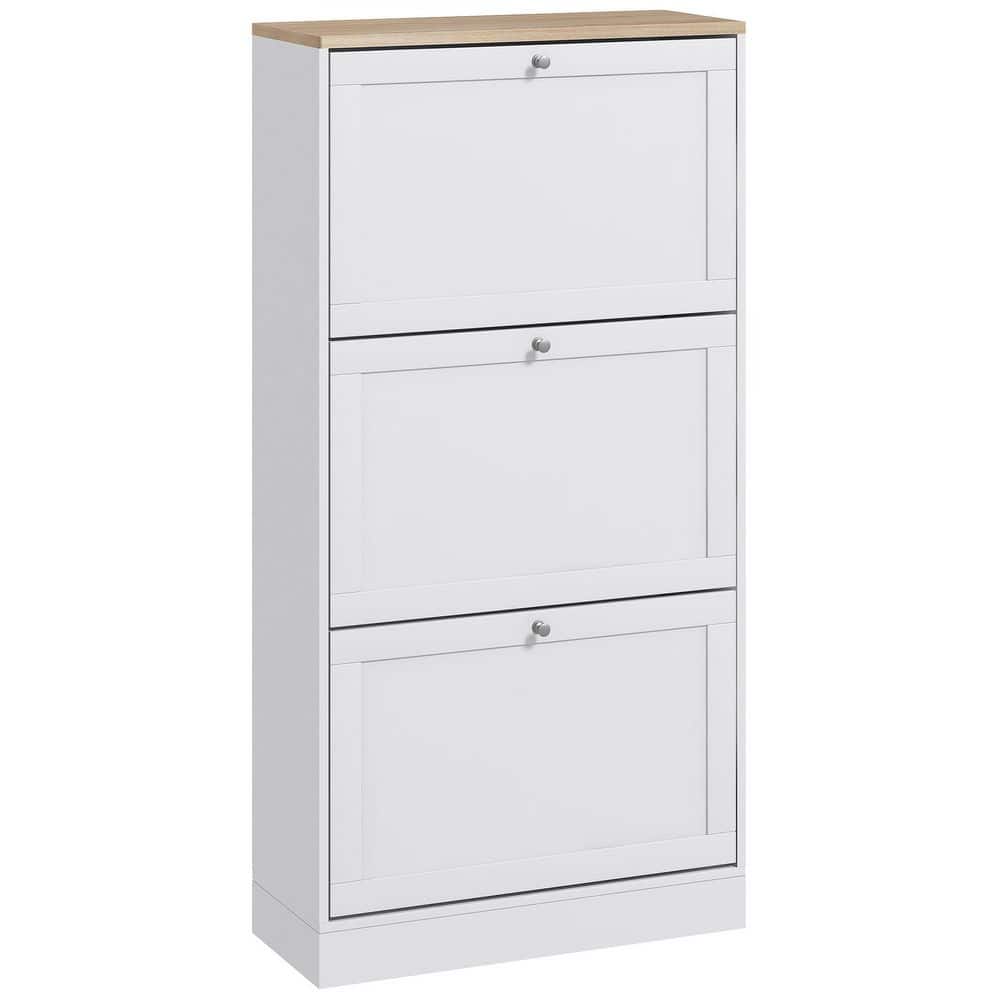 9.25 in. W x 23.50 in. D x 45.25 in. H White Particle Board Freestanding Linen Cabinet with Drawers and Shelves in White price history on PriceWatchPro