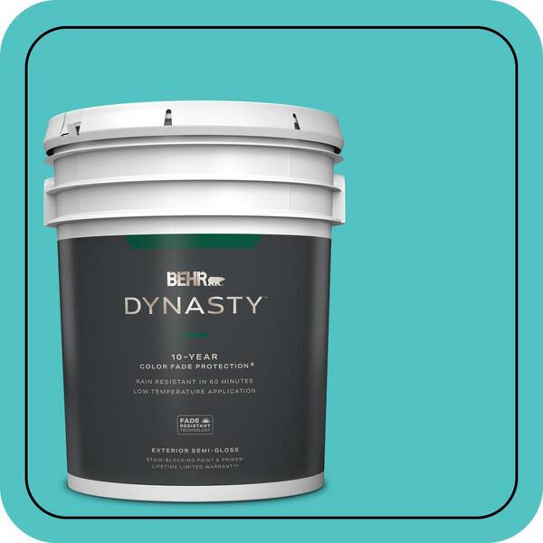 BEHR DYNASTY 5 gal. #500B-4 Gem Turquoise Semi-Gloss Enamel Exterior Stain-Blocking Paint & Primer