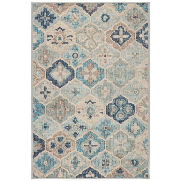 Pali Machine Washable Blue 10 ft. x 14 ft. Indoor Area Rug