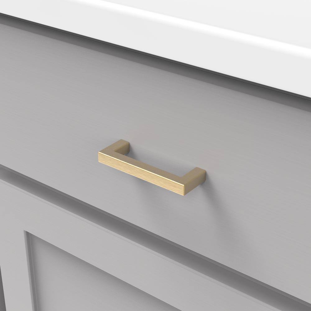 Brushed Golden Brass Modern Kitchen Cabinet Handles, 3"