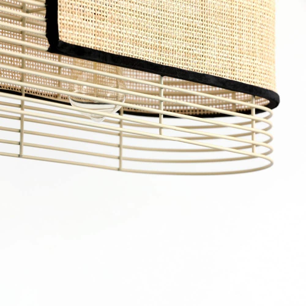 Bohemian Aluminum and Wicker 3-Light Island Pendant
