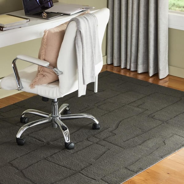 Rae Abstract Organic Washable 2 ft. x 3 ft. Charcoal Grey Indoor Area Rug