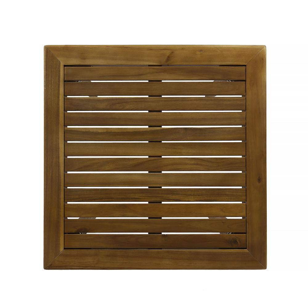 Teak Brown Acacia Wood Square Outdoor Bar Table