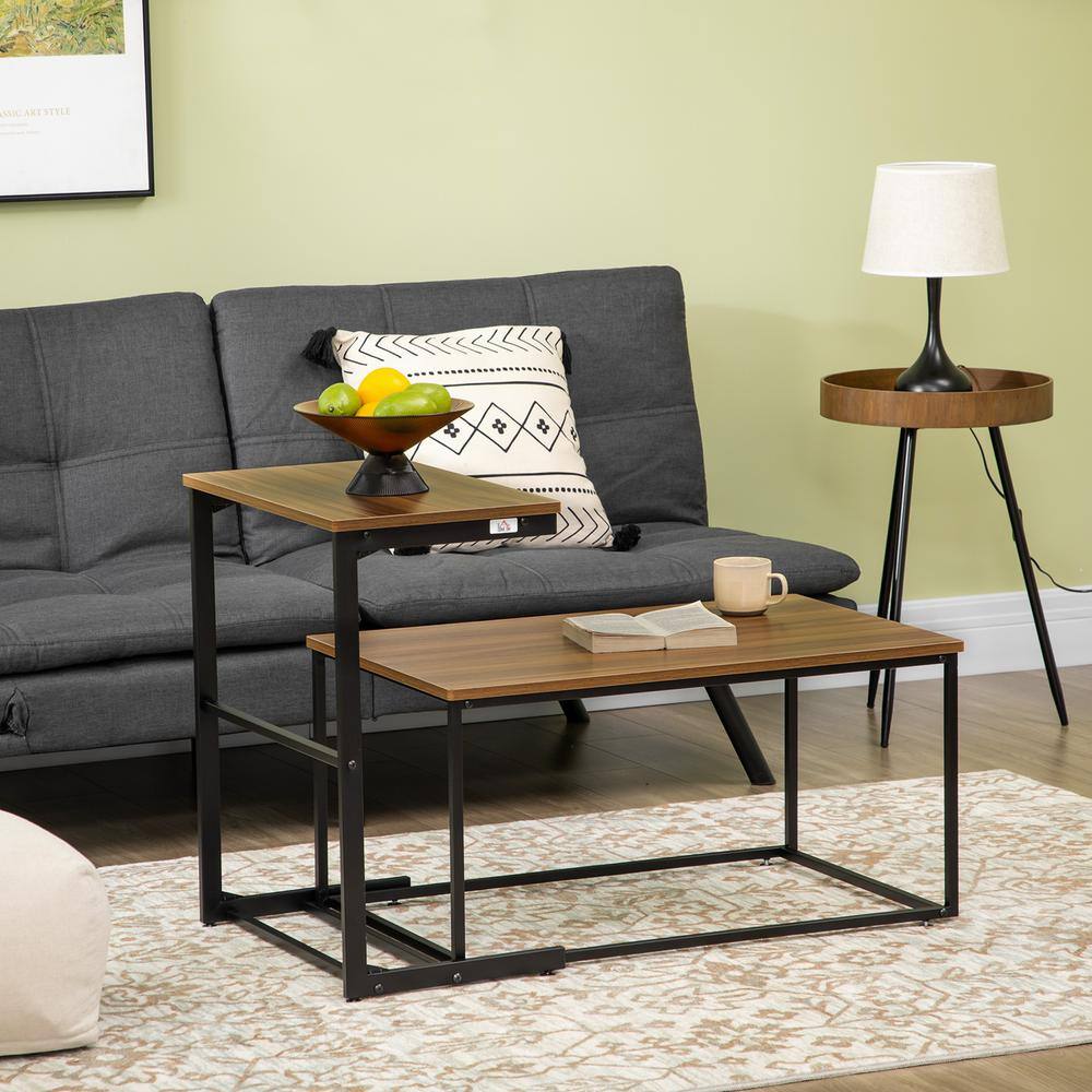 Modern Black Loop-Legged Nesting Coffee Table Set