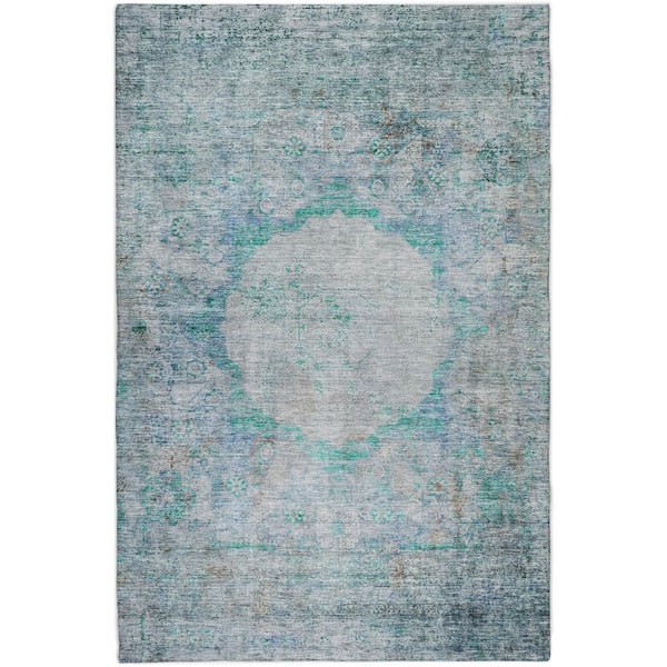 Dream Shag Premium Machine Washable Abstract ADS675 Teal 10 ft. x 14 ft. Area Rug