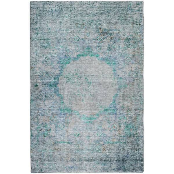 Dream Shag Premium Machine Washable Abstract ADS675 Teal 9 ft. x 12 ft. Area Rug