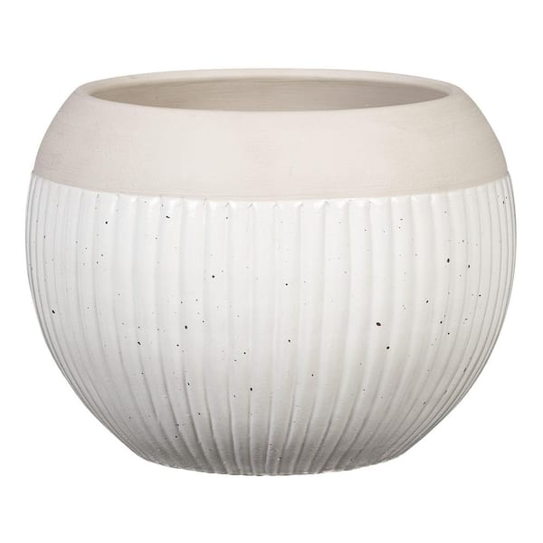 Vigoro 6.75 in. dia. x 6.3 in. H Ceramic Taupe Diana Pot CP