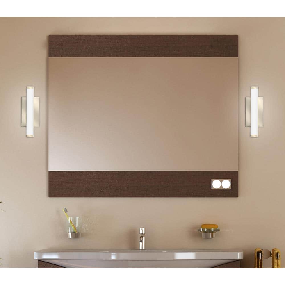 Contemporary Square Vanity 12" Brushed Nickel LED Bath Bar