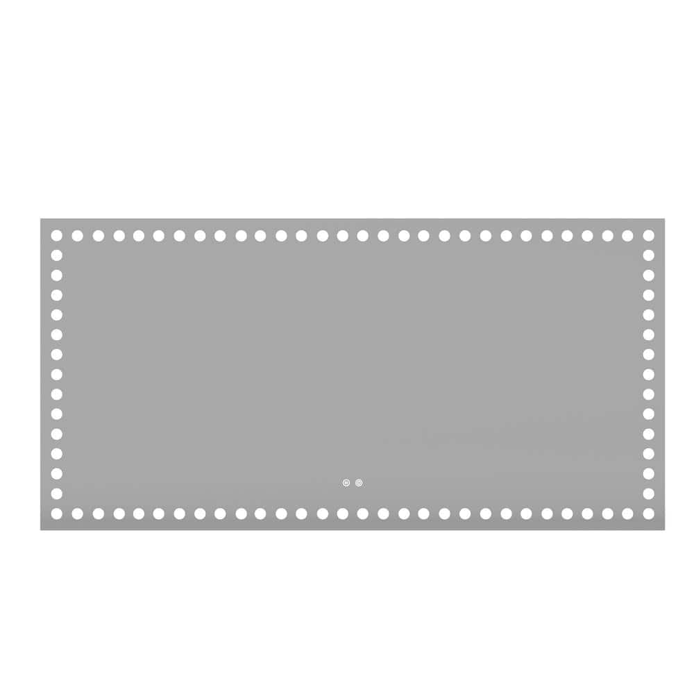 Large 72 in. W x 36 in. H Rectangular Frameless Anti-Fog Dimmable Light Wal