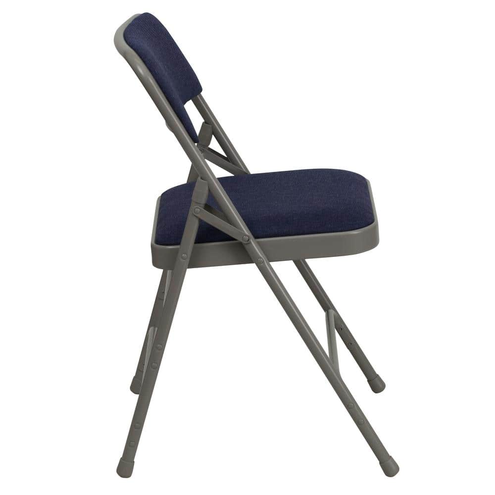 Navy Fabric Metal Folding Reception Chair with Padded Seat
