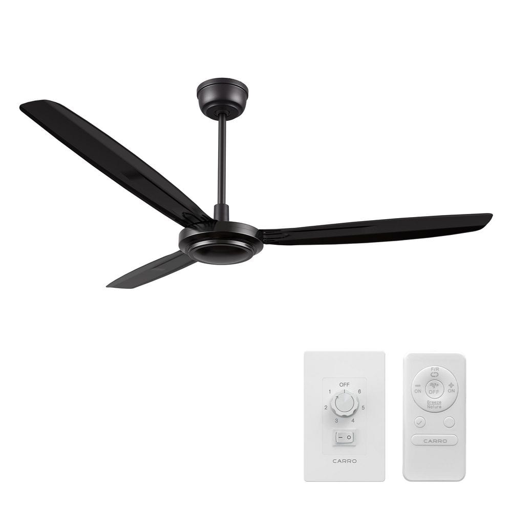 Kade 56 in. Industrial-Style Black DC Motor Downrod Standard Ceiling Fan with Remote Control and Wall Control no Light price history on PriceWatchPro
