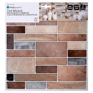 Self-Adhesive Marble Look Subway Beige 10 in. x 10 in. Peel and Stick Wall Tiles 10 in. x 10 in.