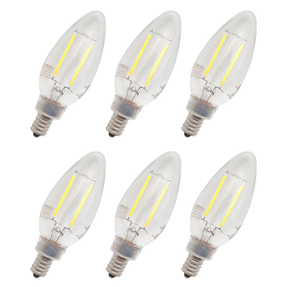 Clear Dimmable LED Filament B11 E12 Light Bulbs, 12-Pack