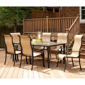 Brigantine 7-Piece Outdoor Rectangular Patio Dining Set with Glass-Top Table