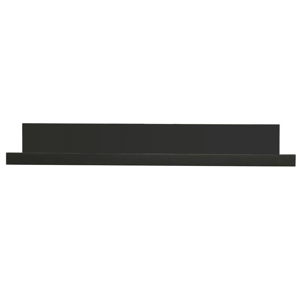Coastal Charm 24" Black Wood Floating Ledge Shelf