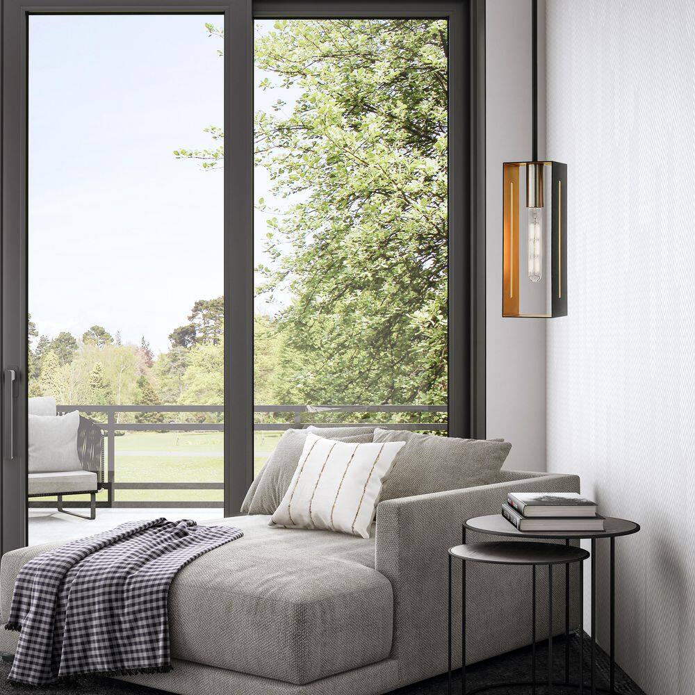 Urban Loft Textured Black and Brushed Nickel 1-Light Pendant