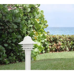 Nautical 1-Light White Post Mount Walkway Light with 3000K ENERGY STAR LED Lamp Fits 3 in. Dia Posts